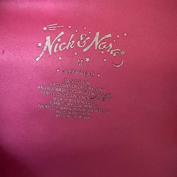 Nick & Nora vintage pink champagne flannel pajama lounge set - Picture 6 of 6